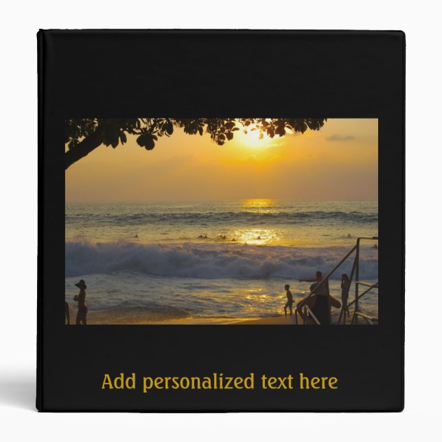 Special Occasion Gold Beach Scenery Photo Album 3 Ring Binder (Front)