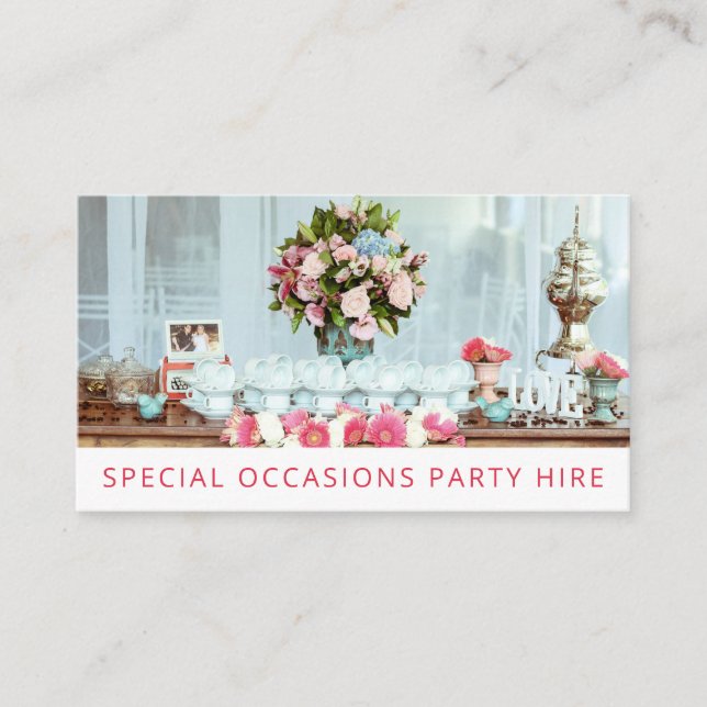 Special Occasion Party Supply Event Hire Business Card (Front)
