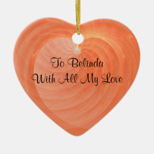 Special Occasion Romantic Ribbed Heart Keepsake Ceramic Ornament
