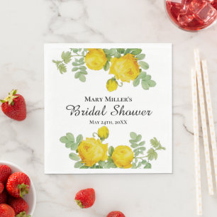 Special Occassion Yellow Rose Bridal Shower  Napkins