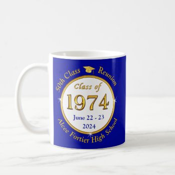 Special Order Blue  White  Gold  Class Reunion Mug by LittleLindaPinda at Zazzle