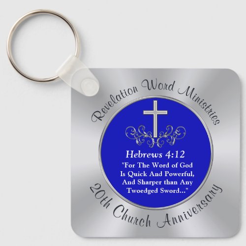 Special Order Church Keychain Blue and Silver Keychain