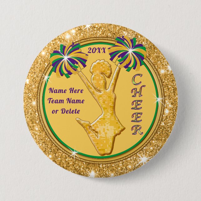 Special Order Mardi Gras, Cheer Pins, Victoria Button (Front)
