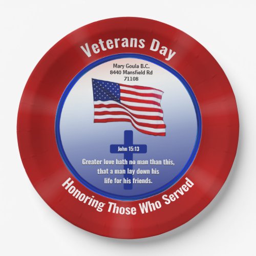 Special Order Veterans Day Paper Plates