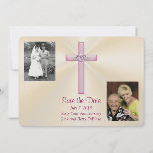 Special Orders Pink Cross Save the Date Cards