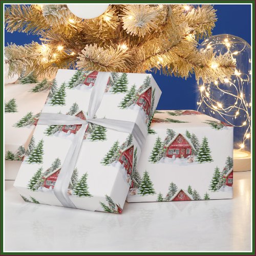 Special Personalized Country Christmas Scene Name Wrapping Paper