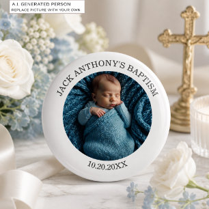 Special Photo Boy's Baptism Favor Button
