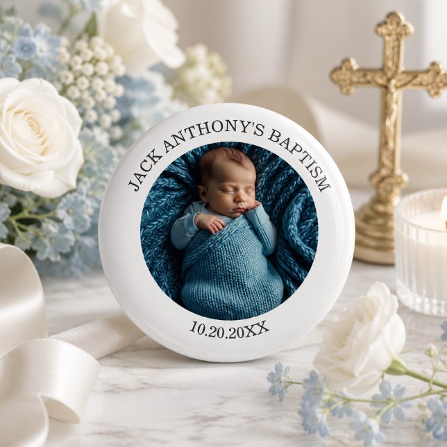 Special Photo Boy's Baptism Favor Button (Creator Uploaded)