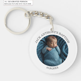 Special Photo Boy's Baptism Favor Keychain