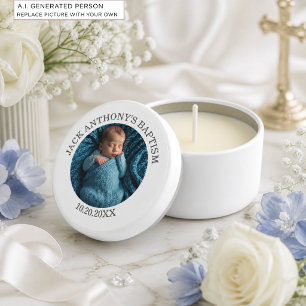 Special Photo Boy's Baptism Mini Candle Favors