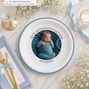 Special Photo Boy's Baptism Paper Plates