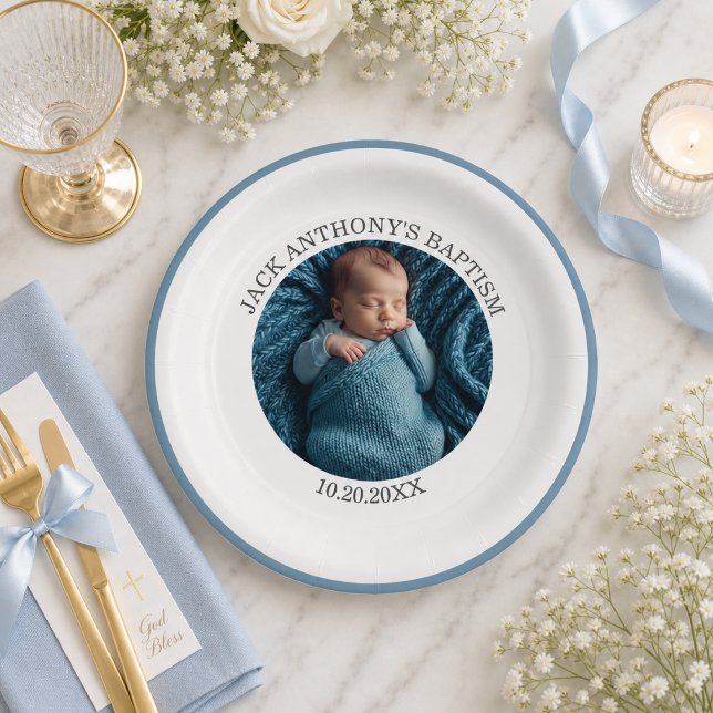 Special Photo Boy's Baptism Paper Plates (Creator Uploaded)