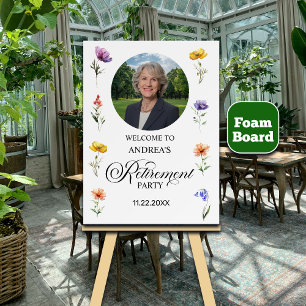 Special Photo Elegant Floral Retirement Party  Foam Board