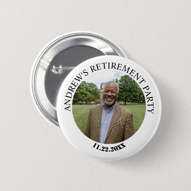 Special Photo Elegant Retirement Party Button (Front & Back)