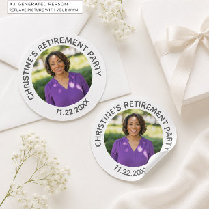 Special Photo Elegant Retirement Party Classic Round Sticker
