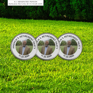 Special Photo Elegant Retirement Party Golf Ball Marker