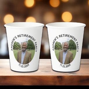 Special Photo Elegant Retirement Party Paper Cups