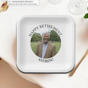 Special Photo Elegant Retirement Party Paper Plates