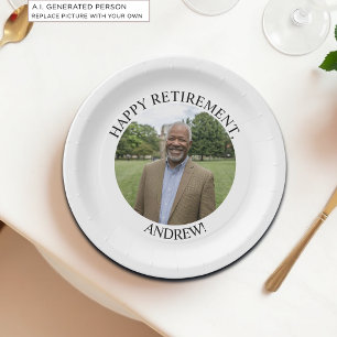 Special Photo Elegant Retirement Party Paper Plates