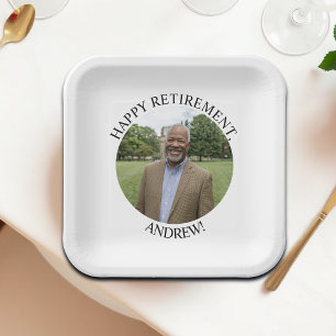Special Photo Elegant Retirement Party Paper Plates