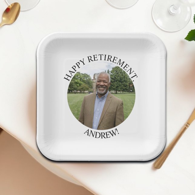 Special Photo Elegant Retirement Party Paper Plates (Creator Uploaded)