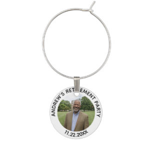 Special Photo Elegant Retirement Party Wine Charm
