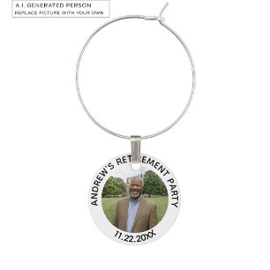 Special Photo Elegant Retirement Party Wine Charm
