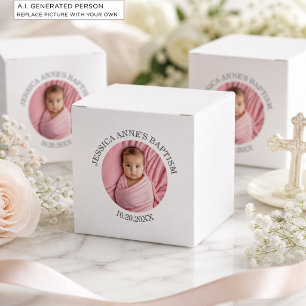 Special Photo Girl's Baptism Favor Boxes