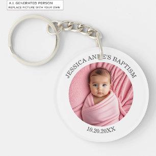 Special Photo Girl's Baptism Favor Keychain