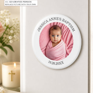 Special Photo Girl's Baptism Favor Magnet