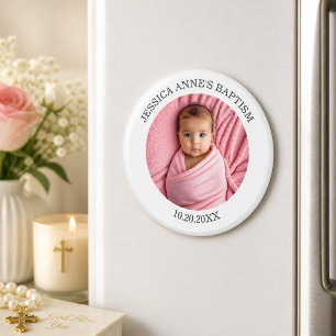 Special Photo Girl's Baptism Favor Magnet