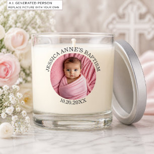 Special Photo Girl's Baptism Favor Scented Candle
