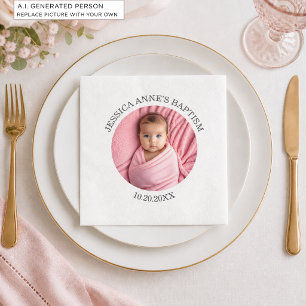Special Photo Girl's Baptism Napkins