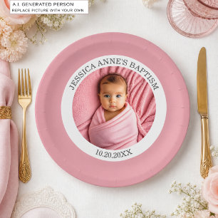 Special Photo Girl's Baptism Paper Plates