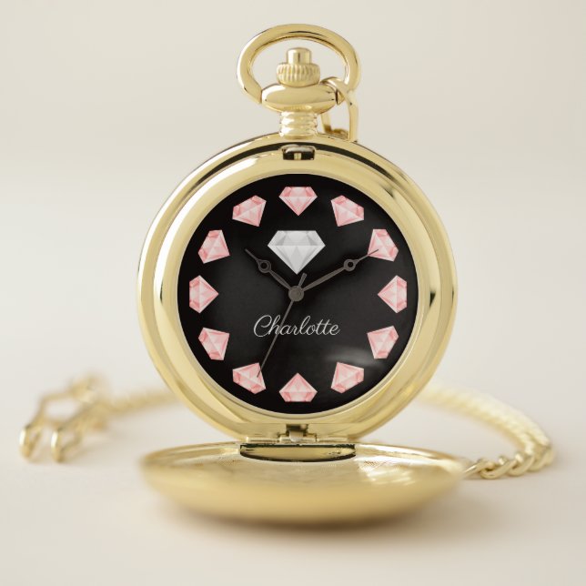 Special Pink Diamonds Sparkly Keepsake Pocket Watch (Inside)