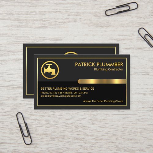 Special Plumbing Gold Frame Business Card