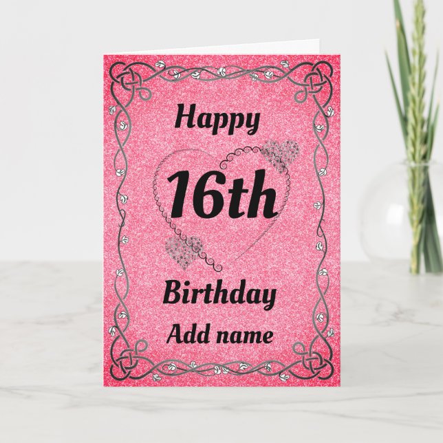 Special pretty 16th birthday card (Front)