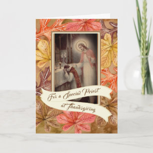 Special PriestThanksgiving  Autumn Leaves Holiday Card