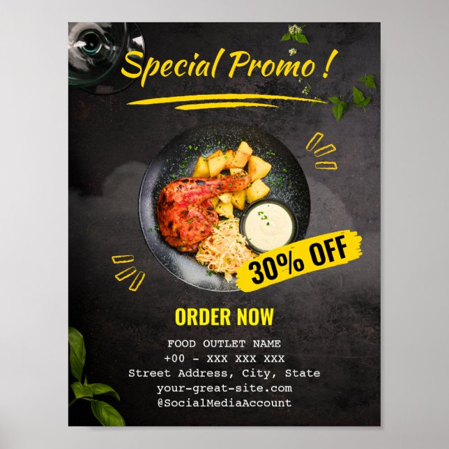 Special Promo Restaurant Discount Food Poster (Front)