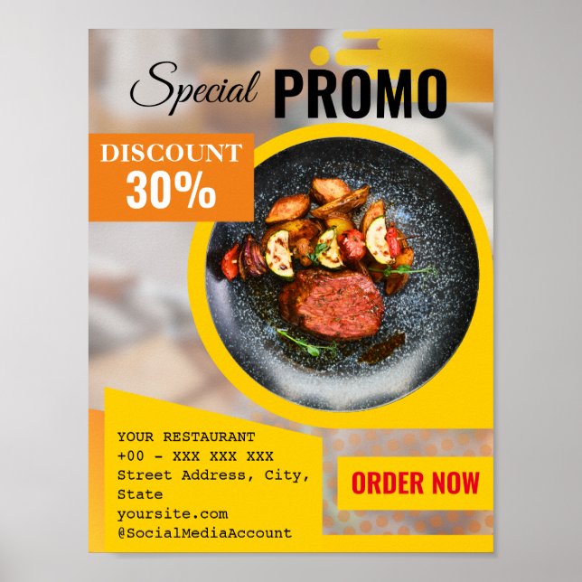 Special Promo Restaurant Discount Food Poster (Front)
