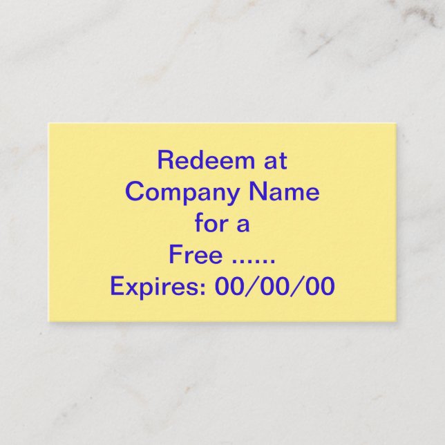 Special Promotion Coupon for Your Business Business Card (Front)