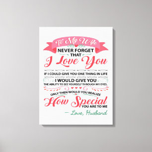 Special Quotes To My Wife Gift For Women Canvas Print