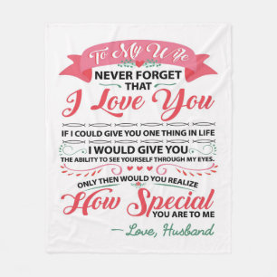 Special Quotes To My Wife Gift For Women Fleece Blanket