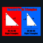 Special Right Triangles Poster<br><div class="desc">Put the formulas for Special Right Triangles on your classroom wall! Great for Algebra,  Geometry,  Trigonometry,  and Precalculus classes! Juniors should know these for the SAT.</div>