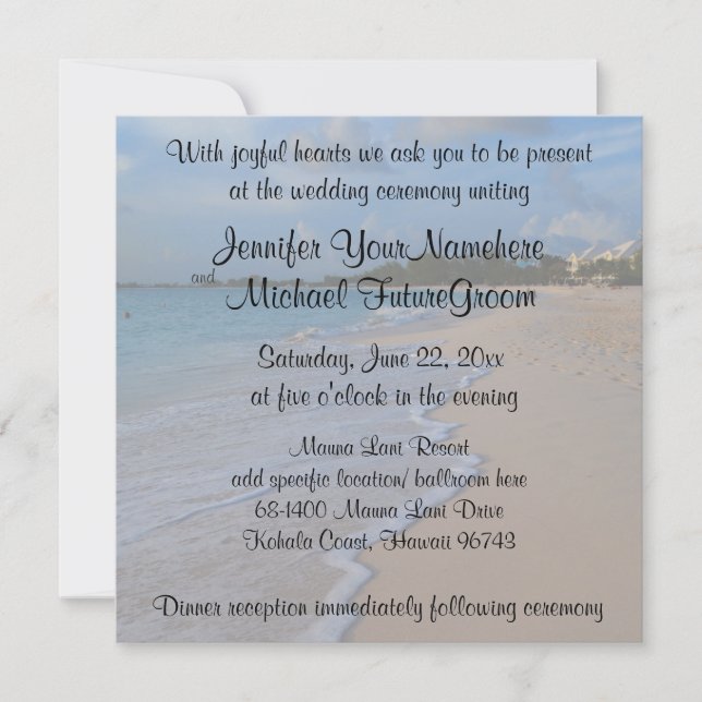 Special Romantic Beach Wedding Invitation (Front)