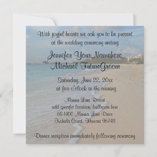 Special Romantic Beach Wedding Custom Invites