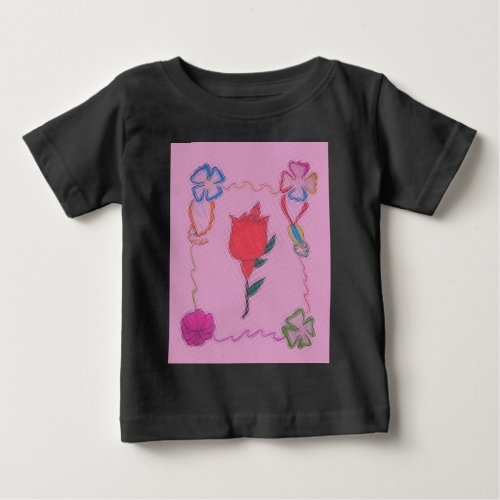 Special Rose Tile Art Graphic Design Baby T_Shirt