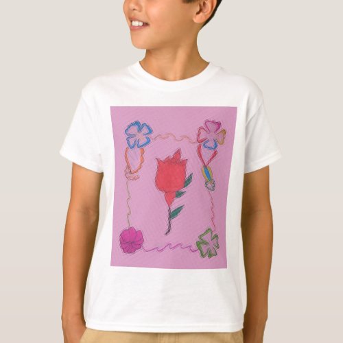 Special Rose Tile Art Graphic Design T_Shirt