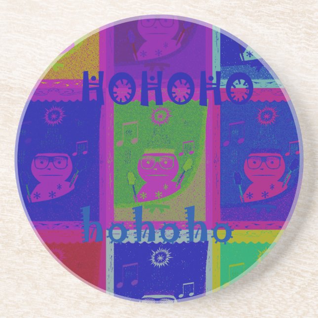 Special  Santa HoHoho Pop Art colors Sandstone Coaster (Front)
