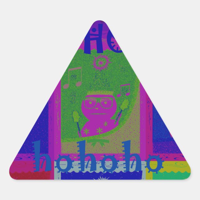 Special  Santa HoHoho Pop Art colors Triangle Sticker (Front)